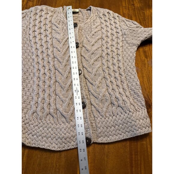 Handmade Irish Cable Knit Wool Cardigan Sweater With Button Front  Large  Beige - Picture 5 of 11